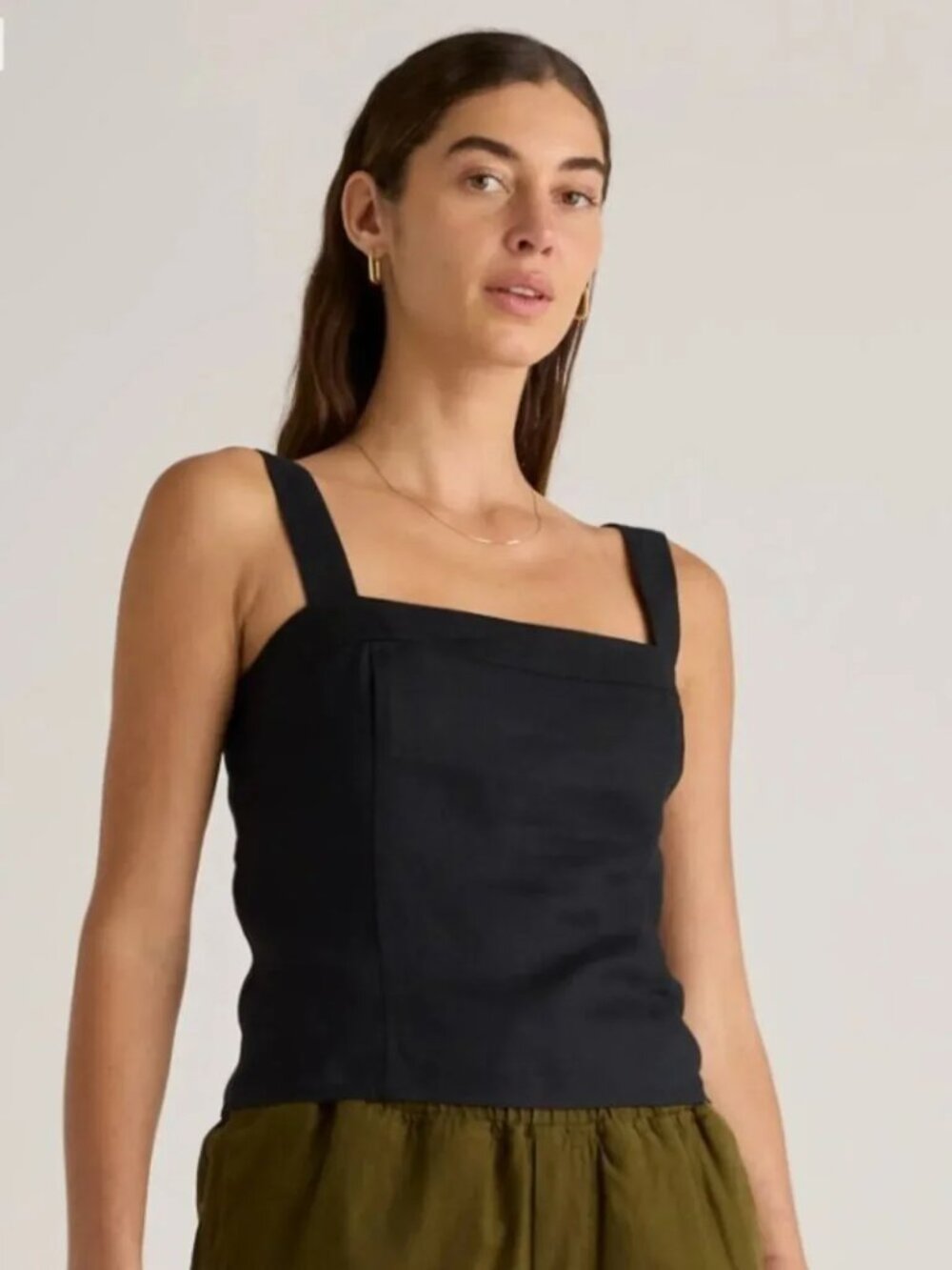 Quince 100% European Linen Fitted Tank in Navy NWT Size Medium
